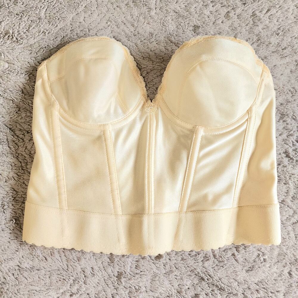 Vintage Carnival Bustier long line Bra 36 B‎ off white slightly padded 70s